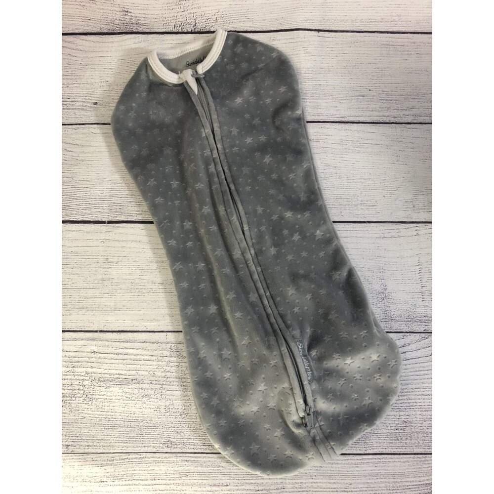 Swaddle Me Newborn Grey Star Velour